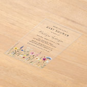 Elegant Wildflower Meadow Baby shower Acryl Uitnodigingen (Laagn)