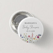 Elegant Wildflower Meadow Baby shower Ronde Button 3,2 Cm (Voorkant /achterkant)