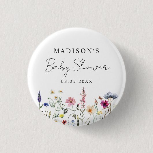 Elegant Wildflower Meadow Baby shower Ronde Button 3,2 Cm (Voorkant)