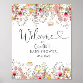 Elegant Wildflower Meadow Baby shower Welcome Poster (Voorkant)