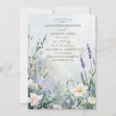 Elegant Wildflower Meadow Blush Pink Wedding Kaart (Voorkant)