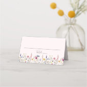 Elegant Wildflower Meadow Blush Pink Wedding Plaatskaartje (Voorkant)