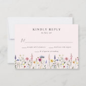 Elegant Wildflower Meadow Blush Pink Wedding RSVP Kaartje (Voorkant)