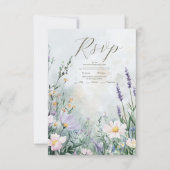 Elegant Wildflower Meadow Blush Pink Wedding RSVP Kaartje (Voorkant)