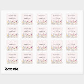 Elegant Wildflower Meadow Blush Pink Wedding Vierkante Sticker (Vel)