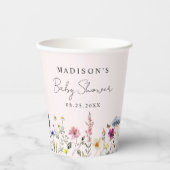 Elegant Wildflower Meadow Blush Roze Baby shower Papieren Bekers (Voorkant)