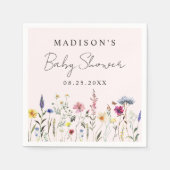 Elegant Wildflower Meadow Blush Roze Baby shower Servet (Voorkant)