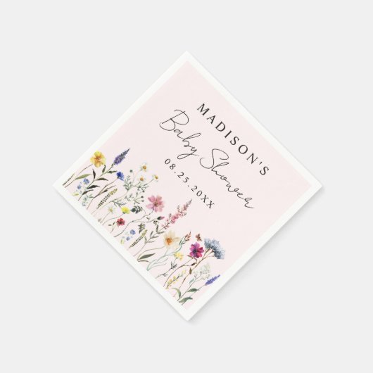 Elegant Wildflower Meadow Blush Roze Baby shower Servet (Hoek)