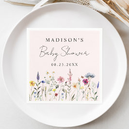Elegant Wildflower Meadow Blush Roze Baby shower Servet