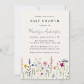 Elegant Wildflower Meadow Cream Baby shower Kaart (Voorkant)