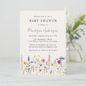 Elegant Wildflower Meadow Cream Baby shower Kaart (Staand voorkant)
