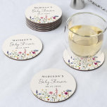 Elegant Wildflower Meadow Cream Baby shower Ronde Kartonnen Onderzetter<br><div class="desc">Elegante floral baby shower papieren onderzetters met een ondergrens van waterverf wilde bloemen en loof in tinten roze, geel, paarse, blauw en groen op een crème achtergrond. Personaliseer de wildflower baby shower onderzetters met de naam van de aanstaande moeder en de datum. De gepersonaliseerde wilde onderzetters zijn ideaal voor lente-...</div>