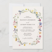 Elegant Wildflower Meadow Cream Wedding Kaart (Voorkant)