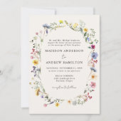 Elegant Wildflower Meadow Cream Wedding Kaart (Voorkant)