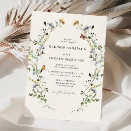 Elegant Wildflower Meadow Cream Wedding Kaart