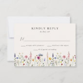 Elegant Wildflower Meadow Cream Wedding RSVP Kaartje (Voorkant)