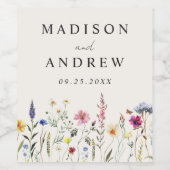 Elegant Wildflower Meadow Cream Wedding Wijn Etiket (Enkel label)