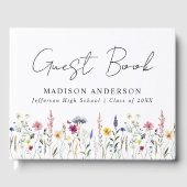 Elegant Wildflower Meadow Foto Afstudeerfeest Gastenboek (Voorkant)