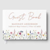 Elegant Wildflower Meadow Foto Afstudeerfeest Gastenboek (Voorkant)