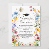 Elegant Wildflower Meadow Garden Afstuderen Aankondiging (Voorkant)