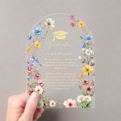 Elegant Wildflower Meadow Garden Twin Afstuderen Acryl Uitnodigingen (Insitu (Draagbaar))