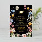 Elegant Wildflower Meadow Garden Twin Afstuderen Folie Uitnodiging (Staand Voorkant)