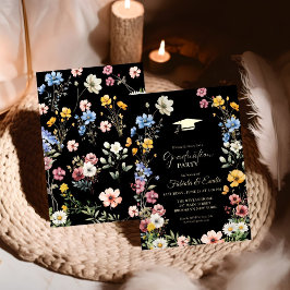 Elegant Wildflower Meadow Garden Twin Afstuderen Folie Uitnodiging