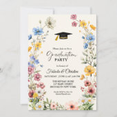 Elegant Wildflower Meadow Garden Twin Afstuderen Kaart (Voorkant)