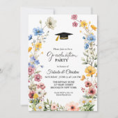 Elegant Wildflower Meadow Garden Twin Afstuderen Kaart (Voorkant)