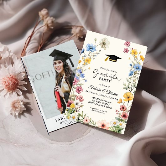 Elegant Wildflower Meadow Garden Twin Afstuderen Kaart