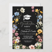 Elegant Wildflower Meadow Garden Twin Afstuderen Kaart (Voorkant)