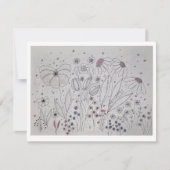Elegant Wildflower Meadow Line Art Aankondiging (Voorkant)