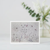 Elegant Wildflower Meadow Line Art Aankondiging (Staand voorkant)