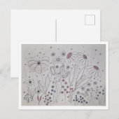 Elegant Wildflower Meadow Line Art Uitnodiging Briefkaart (Voorkant / Achterkant)