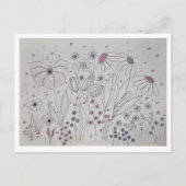 Elegant Wildflower Meadow Line Art Uitnodiging Briefkaart (Voorkant)