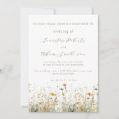 Elegant Wildflower Meadow Neutral Wedding Kaart (Voorkant)