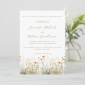Elegant Wildflower Meadow Neutral Wedding Kaart (Staand voorkant)