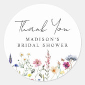 Elegant Wildflower Meadow Vrijgezellenfeest dank u Ronde Sticker (Voorkant)