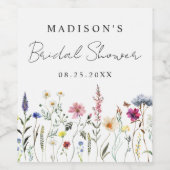 Elegant Wildflower Meadow Vrijgezellenfeest Wijn Etiket (Enkel label)