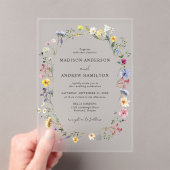 Elegant Wildflower Meadow Wedding Acryl Uitnodigingen (Insitu (Draagbaar))
