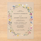 Elegant Wildflower Meadow Wedding Acryl Uitnodigingen (Voorkant)