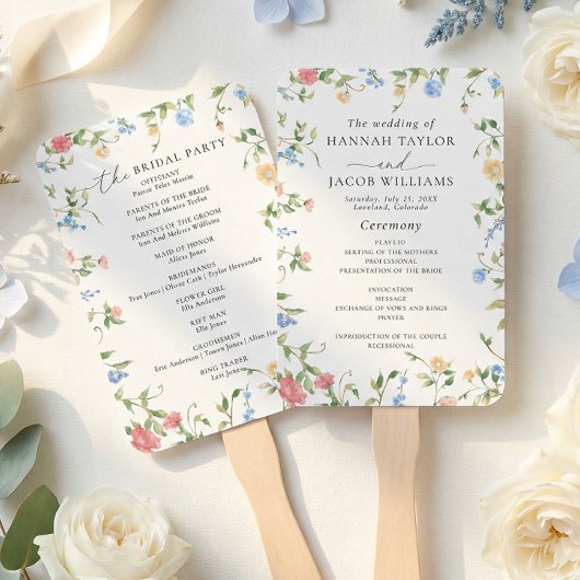 Elegant Wildflower Meadow Wedding Program Handwaaier