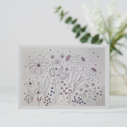 Elegant Wildflower Meadow Wedding RSVP Card (Staand voorkant)