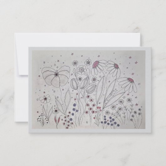 Elegant Wildflower Meadow Wedding RSVP Card Kaartje (Voorkant)