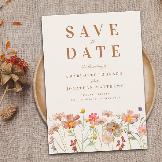 Elegant Wildflower Meadow Wedding Save The Date