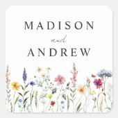 Elegant Wildflower Meadow Wedding Vierkante Sticker (Voorkant)