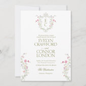 Elegant Wildflower Meadow Wreath Wedding Kaart (Voorkant)