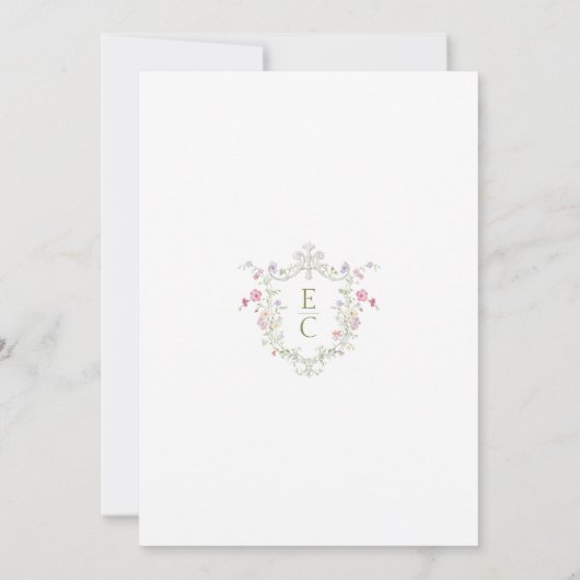 Elegant Wildflower Meadow Wreath Wedding Kaart (Achterkant)