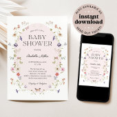 Elegant Wildflower Meisje Baby shower Kaart