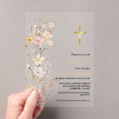 Elegant Wildflower Meisje Doop Doop Acryl Uitnodigingen (Insitu (Draagbaar))